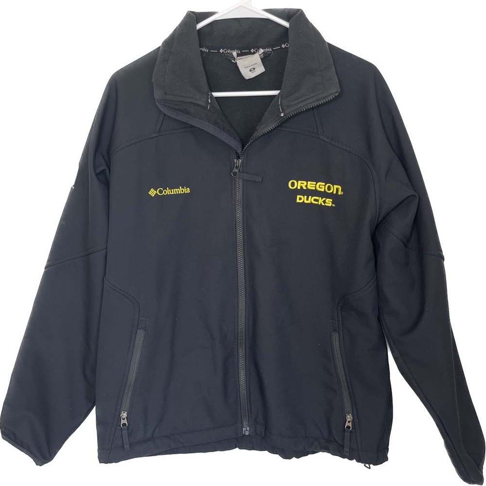Columbia Men’s Size M Softshell Oregon U of O Jacket Black and Yellow